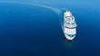 canvas print picture - Aerial view of beautiful white cruise ship above luxury cruise in the ocean sea  concept tourism travel on holiday take a vacation time on summer.
