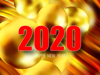 Happy New Year 2020. Greeting inscription. Vector gold illustration eps10