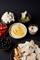 Wall Mural - plate of hummus and vegetables