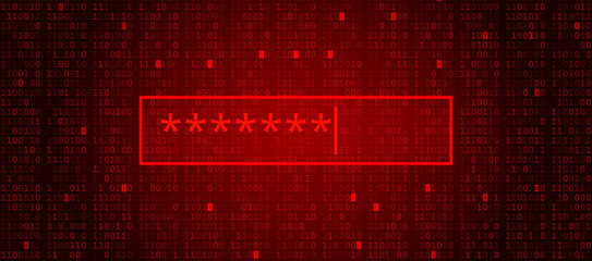 Abstract Red Background with Binary Code Numbers. Password Stealing