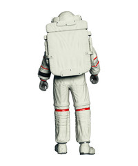 astronaut in spacesuit from back, isolated on white. 3d rendering.