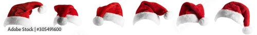 Fotomural isolated santa hat collection on white