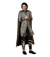 Wall Mural - Man in medieval suit with golden details. Isolated on white. 3D rendering.