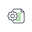 © Arif Arisandi - Manual document icon, big data processing technology concept, cogwheel and paper file isolated. Vector illustration