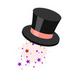 © greenpicstudio - Black magic hat with miracle falling stars inside vector illustration