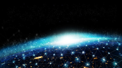 Wall Mural - global network for the exchange of data on the planet earth. elements of this image furnished by nas