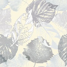 Seamless Abstract Pattern. Gray Leaves On Beige.