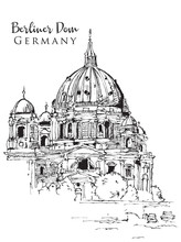 Drawing Sketch Illustration Of Berliner Dom