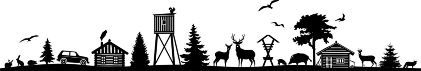 Wall Mural - forest nature landscape skyline vector silhouette