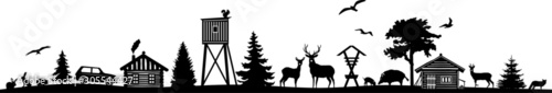 Fotografía Forest Nature Landscape Skyline Vector Silhouette