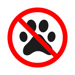 Wall Mural - No pets allowed sign. Forbidden animal footprint
