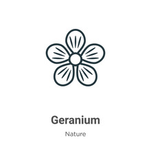 Geranium Outline Vector Icon. Thin Line Black Geranium Icon, Flat Vector Simple Element Illustration From Editable Nature Concept Isolated On White Background