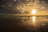 Fototapeta Pomosty - Beautiful sunset on the Carcavelos beach