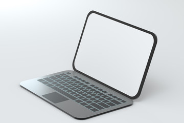 Canvas Print - Laptop with white background, technological concept, 3d rendering.