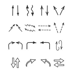 Wall Mural - Vector set of hand draw black arrows on white background