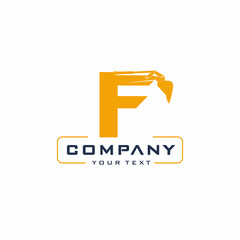 F Letter Excavator Logo Design Vector