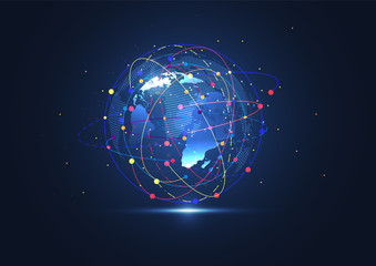 Wall Mural - global network connection. world map point and line composition concept of global business. vector i