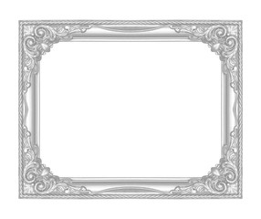 Wall Mural - Silver frame isolated on the white background