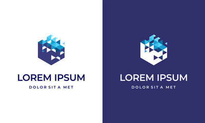 Sticker - hexagon tech logo designs template, technology logo. geometric logo symbol vector
