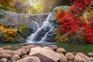 Waterfall scene at Phu Soi Dao national park in Uttaradit province Thailand