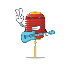 Poster - Supper cool chinese lantern cartoon character performance with guitar