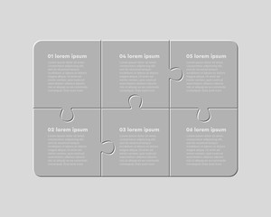 Poster - Six jigsaw puzzle template process with text space