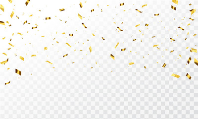 Wall Mural - celebration background template with confetti and gold ribbons. luxury greeting rich card.