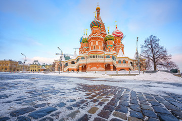 Wall Mural - View on St. Basil's Cathedral in Moscow at winter, Russia