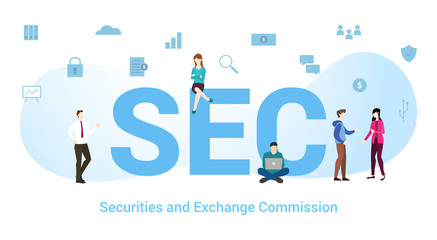 Wall Mural - sec securities and exchange commission concept with big word or text and team people with modern flat style - vector