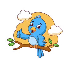 Cute Blue Bird Showing Thumb Vector Cartoon Illustration