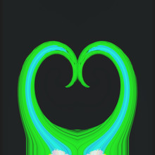 Green Heart On Black Background