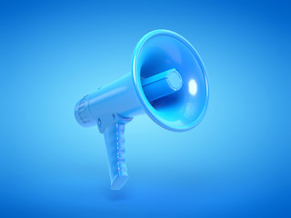 3d rendered illustration of a blue megaphone