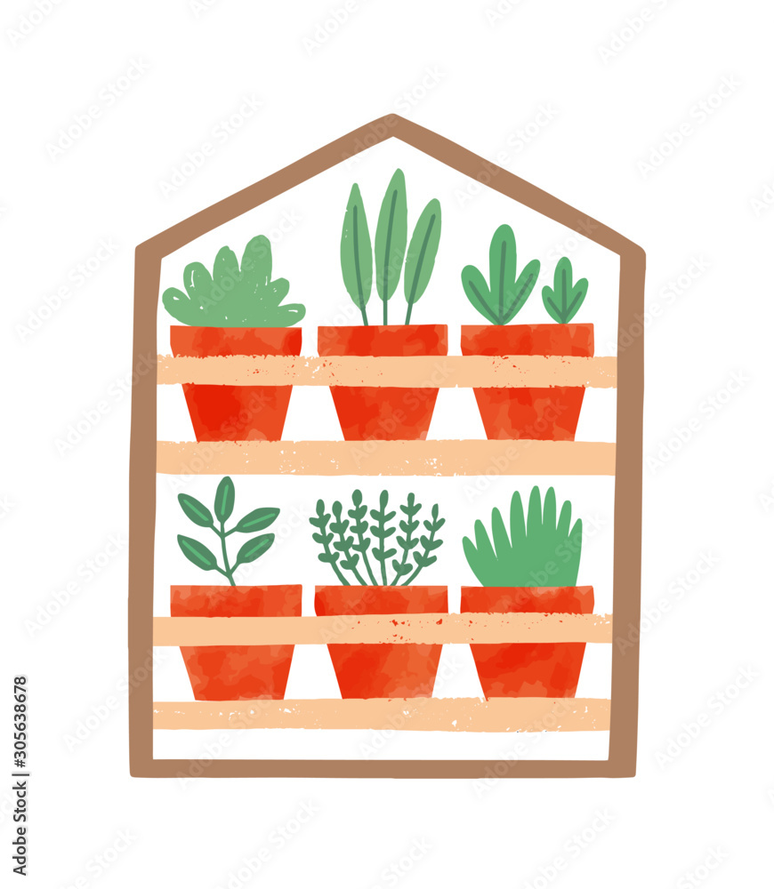 Houseplants in ceramic pots flat vector illustration Stock Vector ...