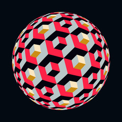 Wall Mural - stairs cubes sphere black red