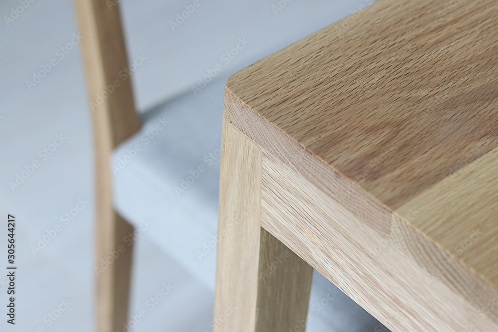 Close up wooden furniture, Oak wood Chair, Furniture detail for interior - obrazy, fototapety, plakaty 
