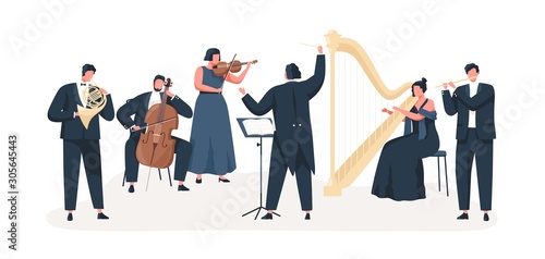 Cuadros en Lienzo Symphony orchestra flat vector illustration