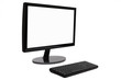 © Nut - Modern flat screen computer monitor. Computer display isolated on white background, mock up devices in interior, Desktop computer and keyboard and mouse on white, White blank Monitor screen.