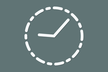 Cool clock icon using white color on dark background for time keeping vector illustration