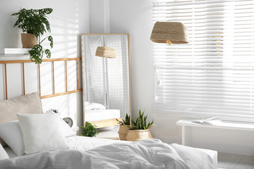 Sticker - Modern bedroom interior with stylish large mirror