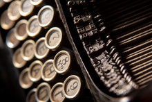 Antique, Vintage Typewriter Machine Close-up Photo.