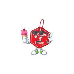 Sticker - Mascot character featuring christmas discount tag with ice cream