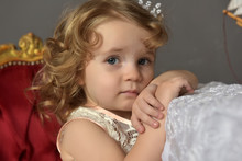 Art Portrait Of A Pretty Little Girl Wearing Princess Dress