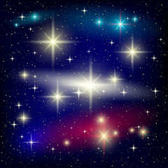 Wall Mural - Universe with galaxies and stars in outer space.