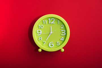 Clock time on a red bright background