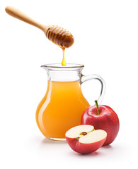 Poster - Apple cider vinegar with honey isolated on white background