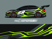 Race Car Wrap Designs. Abstract Racing And Sport Background For Car Livery. Full Vector Eps 10.