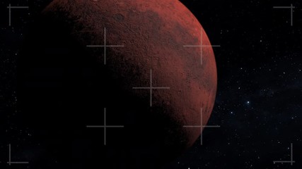 Wall Mural - slowly moving over the surface of a conceptual mars from space with cross hairs as if looking throug