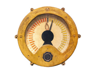 Closeup of a vintage steampunk steam vessel control device.