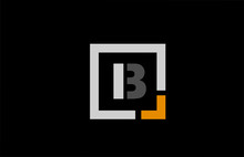 Black White Orange Square Letter B Alphabet Logo Design Icon For Company