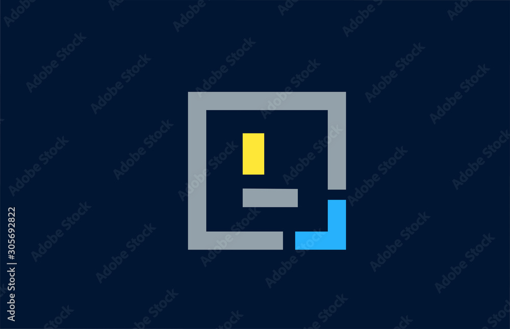 blue yellow letter L alphabet logo design icon for business Stock ...